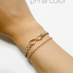 イタリアンレザー ペアブレスレット インフィニティ ブレスレット pi