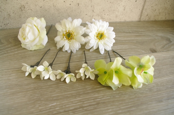 ガーベラとローズのホワイト花飾り【017】 3枚目の画像