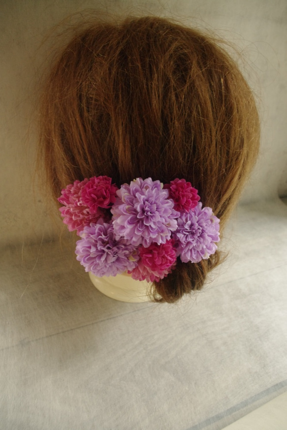 ラベンダーピンク　マムの花飾り　【171108-1】 1枚目の画像