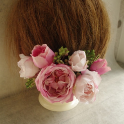 ピンクローズ花飾り　【171108-２】 2枚目の画像