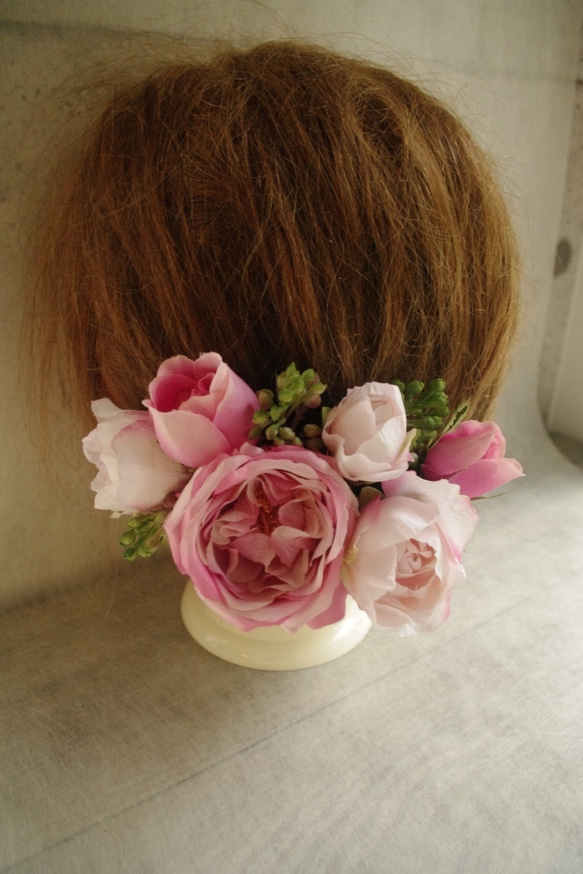ピンクローズ花飾り　【171108-２】 2枚目の画像