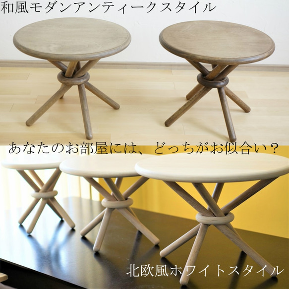 【１点限り】リンクルテーブル　ミドルサイズ／アンティークグレー色　オイル仕上げ 4枚目の画像