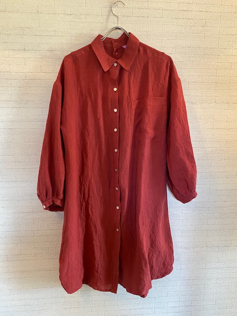 ＊送料無料後ろにもボタンリネンシャツワンピース＊