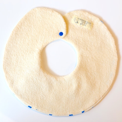 baby bib pompon 360 blue ivory　ベビースタイ 6枚目の画像