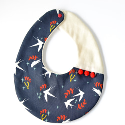 baby bib pompon EGG X'mas navy ivory 2枚目の画像