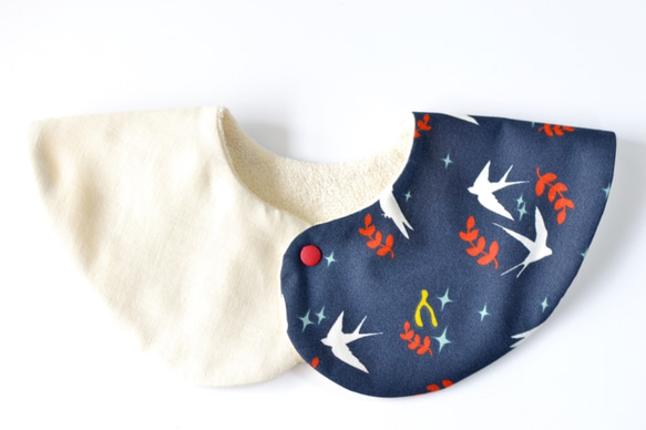 baby bib pompon 360 X'smas navy ivory 第4張的照片