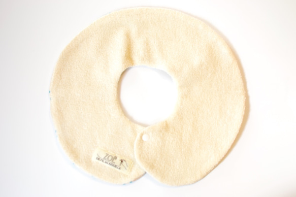 50%OFF！　ベビースタイ　baby bib pompon 360 green ivory 4枚目の画像