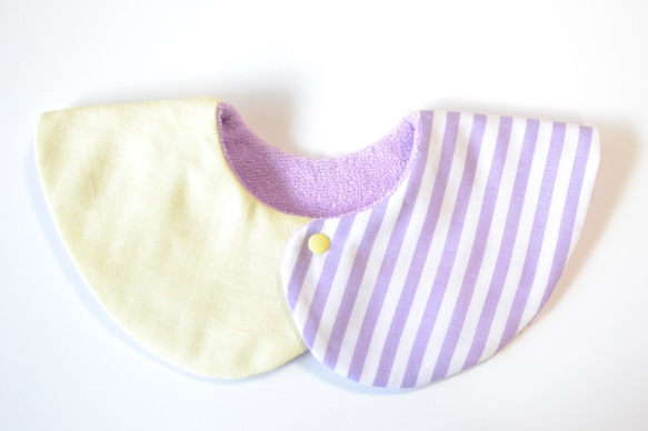 baby bib pompon 360 stripe mauve 4枚目の画像