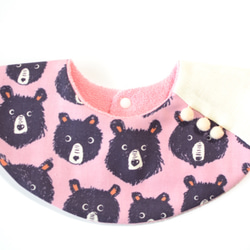 baby bib pompon 360 bear pink 2枚目の画像