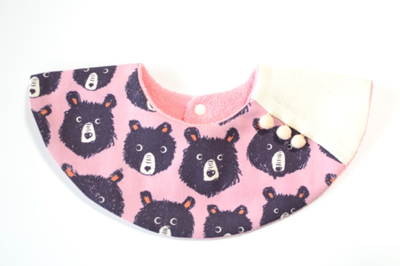 baby bib pompon 360 bear pink 2枚目の画像