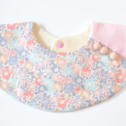 baby bib LIBERTY pompon 360 pink ivory 2枚目の画像