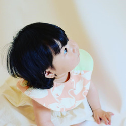 baby bib pompon 360° light blue yellow 6枚目の画像