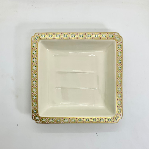 京焼・清水焼□金七宝角皿□可愛いスクエア型☆ 小皿 松斎窯
