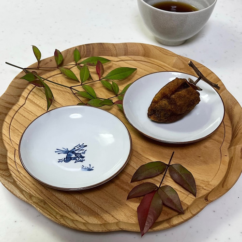 鳥獣戯画3寸皿 うさぎとカエル 京焼 小皿 京焼・清水焼窯元 松斎窯