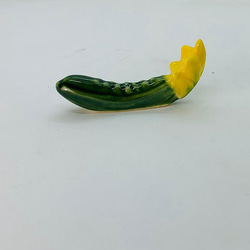 野菜果物箸置き 花きゅうり 京焼 2枚目の画像