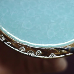 菓子皿（銘々皿）　亀甲貫入釉　ブルー×金彩　サイズL 10枚目の画像