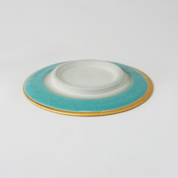 菓子皿（銘々皿）　亀甲貫入　ブルー×金彩　サイズS 3枚目の画像