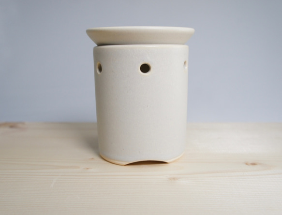 アロマポット　白マット釉　茶香炉　陶器　手作り【おうちリラックス2020】 6枚目の画像