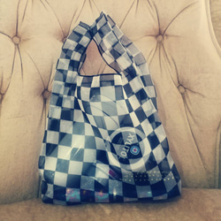 shopper bag  エコバッグ　（ブロックチェック） 3枚目の画像