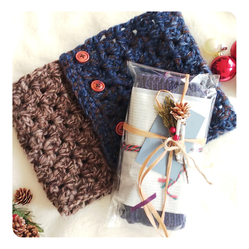 ボタン留め 手編みスヌード カラー（襟）風にも使えます ユニセックス