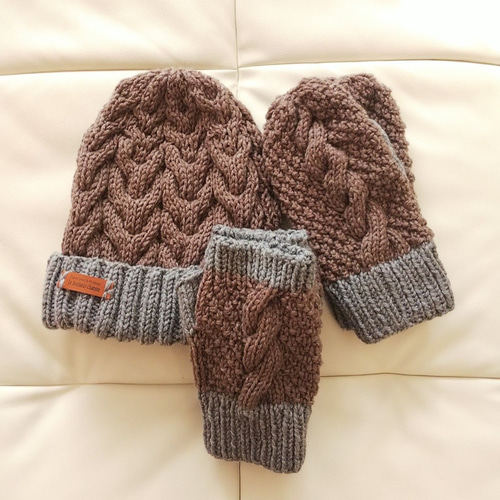 メンズ】バイカラーハンドウォーマー グレーとアッシュブラウン 手袋