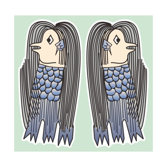 元祖妖怪アマビエ様っぽいアマビエのイラスト」粘着塩ビラミネート加工