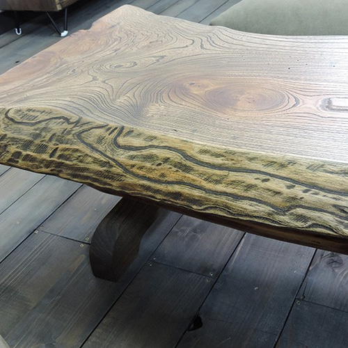 高級ケヤキ一枚板の古材ローテーブル】和モダン 古材 無垢材 欅 古民家