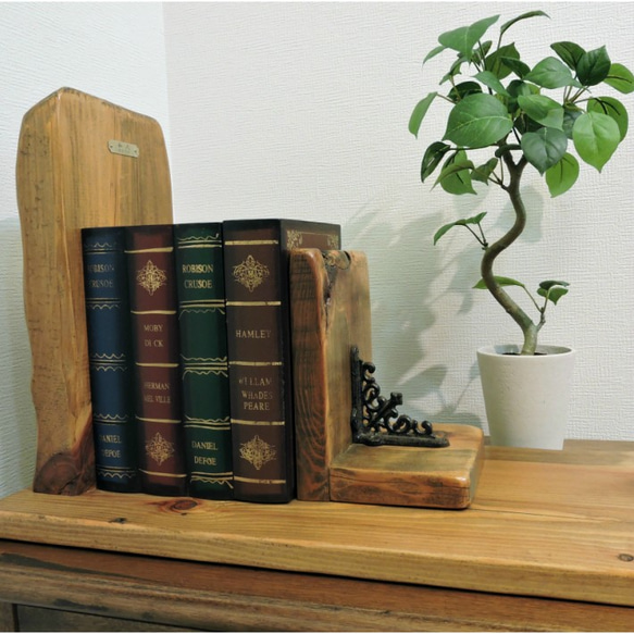 オブジェのような本棚 古材 マガジンラック 本立て ブックエンド ブックスタンド アンティーク ヴィンテージ家具 7枚目の画像