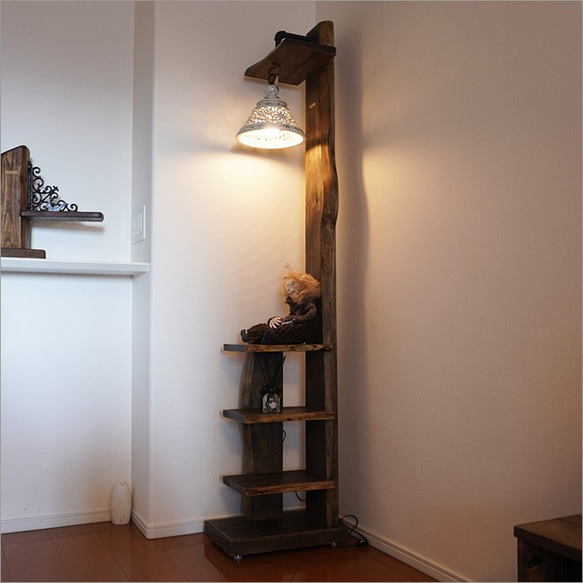 古材 フロアライト アンティーク レトロ 大正ロマン 照明 和洋