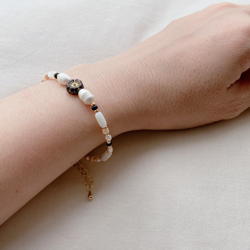 sale!◇淡水パール&チェコビーズシェルのmixビーズブレスレット