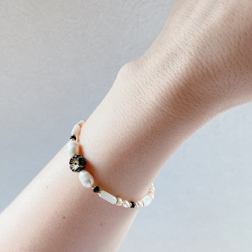 sale!◇淡水パール&チェコビーズシェルのmixビーズブレスレット