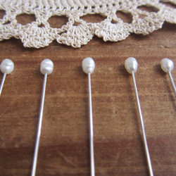 天然バロック淡水パールのまち針 小 5本セット 5枚目の画像