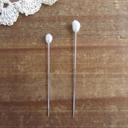 天然バロック淡水パールのまち針 小 5本セット 6枚目の画像