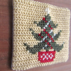 ツヴィスト刺繍のコースター　クリスマスツリー 2枚目の画像