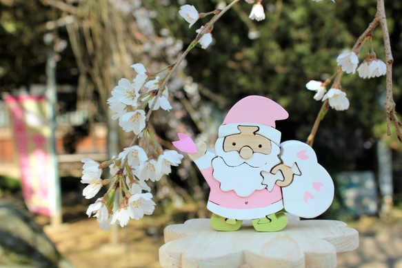 花咲かサンタ☆桜色のサンタがあなたのもとへ春と幸せをお届け☆季節限定 受注生産 1枚目の画像