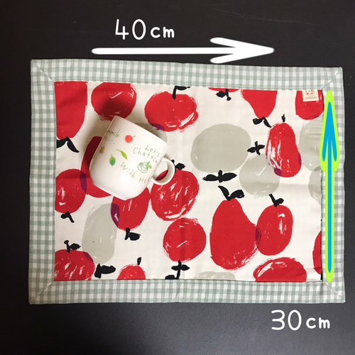 額縁ランチョンマット♡りんご柄♡ハンドメイド♡可愛いギンガム