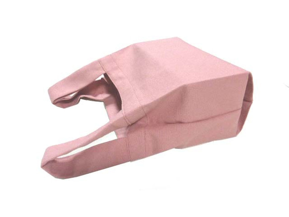 ピンクの  レジ袋タイプ　エコバッグ（綿） ♪ コンビニ お弁当入れて、ペットボトル、お財布、携帯、まだ入る 3枚目の画像
