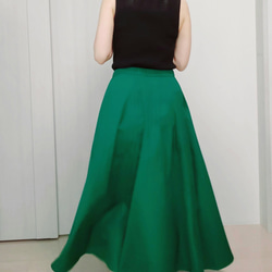 流行のグリーン＊ロングフレアースカート 3枚目の画像