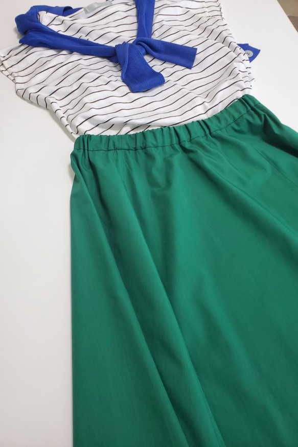 流行のグリーン＊ロングフレアースカート 4枚目の画像