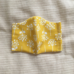 【新作】夏マスク・リネンコットンマスク ⚘  北欧(黄色) ゴム付き調整可 2枚目の画像