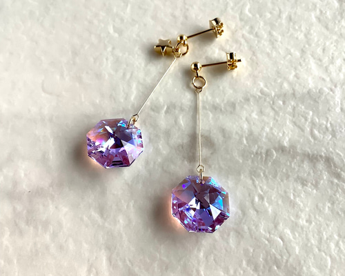 スワロフスキー♥Swarovski Una ピアス オクタゴン 美品 箱付き SWAROVSKI ピアス 「公式」「スワロフスキー」Una ドロップ