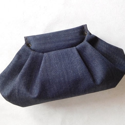 【受注制作】Indigo Denim Clutch Bag 1枚目の画像