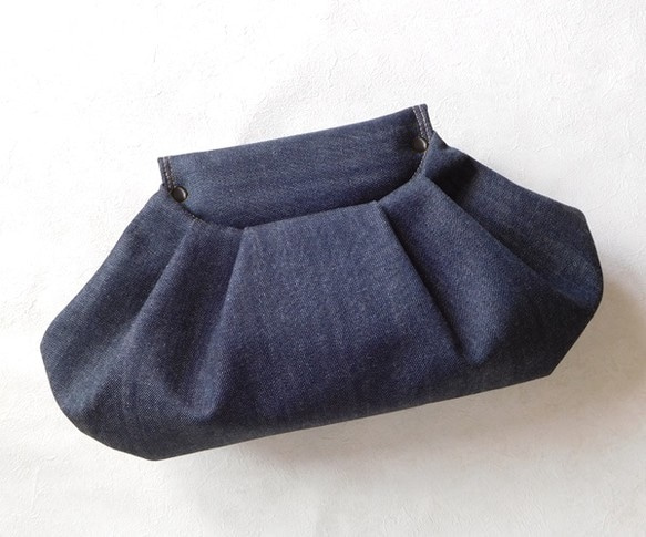 【受注制作】Indigo Denim Clutch Bag 1枚目の画像