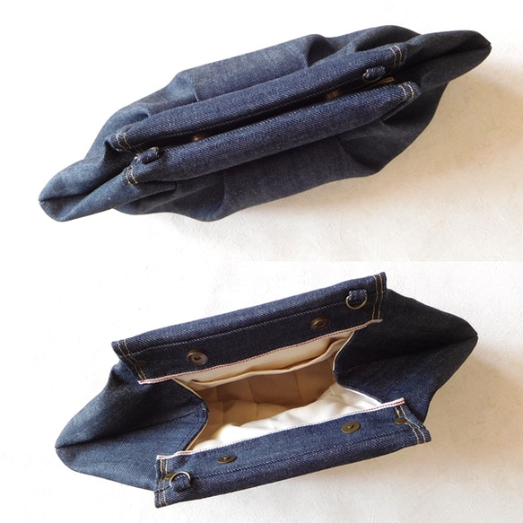 【受注制作】Indigo Denim Clutch Bag 3枚目の画像