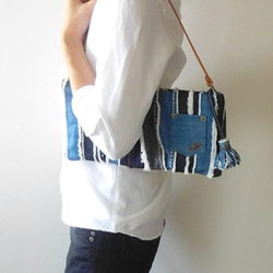 2way♪ブルー Patchwork Denim Clutch Bag 04 8枚目の画像