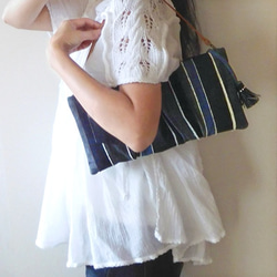 2way♪ブルー Patchwork Denim Clutch Bag No.5 5枚目の画像