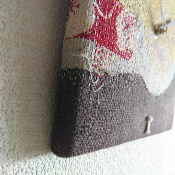 布と糸の壁掛け時計　ラクガキ sale 4枚目の画像