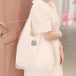 #エコーバッグ #ニ重層　#帆布と糸　#買い物袋#韓国風　#白 2枚目の画像