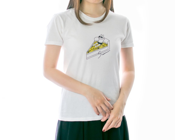 ネコぱん夏のレモンタルトTシャツ　ホワイト　レディース　Lサイズ 2枚目の画像