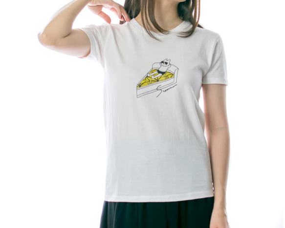 ネコぱん夏のレモンタルトTシャツ　ホワイト　レディース　Lサイズ 4枚目の画像